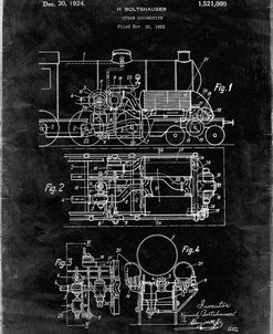 PP516-Black Grunge Steam Train Locomotive Patent Poster
