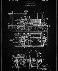 PP516-Vintage Black Steam Train Locomotive Patent Poster