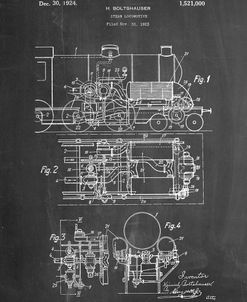 PP516-Chalkboard Steam Train Locomotive Patent Poster
