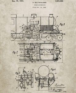 PP516-Sandstone Steam Train Locomotive Patent Poster