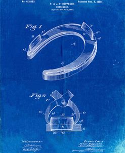 PP523-Faded Blueprint Horseshoe Patent Poster