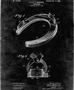PP523-Black Grunge Horseshoe Patent Poster