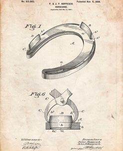 PP523-Vintage Parchment Horseshoe Patent Poster