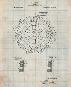 PP526-Antique Grid Parchment Cogwheel 1922 Patent Poster