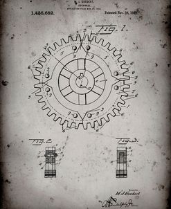 PP526-Faded Grey Cogwheel 1922 Patent Poster
