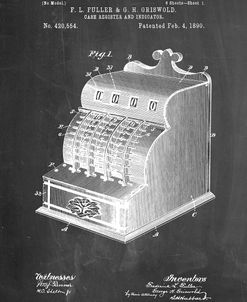 PP531-Chalkboard Vintage Cash Register 1890 Patent Poster