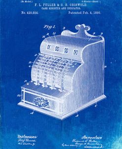 PP531-Faded Blueprint Vintage Cash Register 1890 Patent Poster