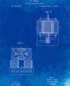 PP532-Faded Blueprint Tesla Electro Magnetic Motor Poster