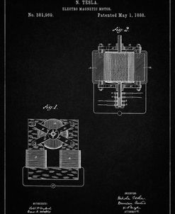 PP532-Vintage Black Tesla Electro Magnetic Motor Poster