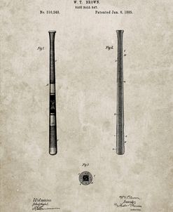 PP539-Sandstone Antique Baseball Bat 1885 Patent Poster