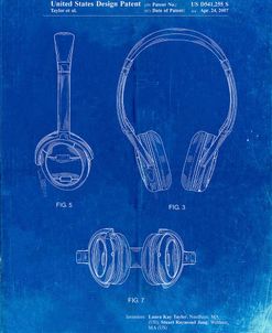 PP543-Faded Blueprint Noise Canceling Headphones Patent Poster