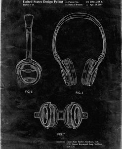 PP543-Black Grunge Noise Canceling Headphones Patent Poster