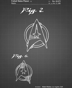 PP544-Black Grid Star Trek Star Fleet Insignia Patent Poster