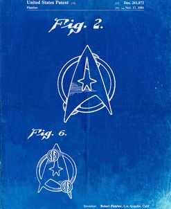PP544-Faded Blueprint Star Trek Star Fleet Insignia Patent Poster