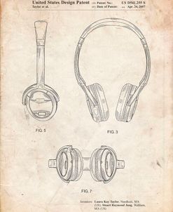 PP543-Vintage Parchment Noise Canceling Headphones Patent Poster