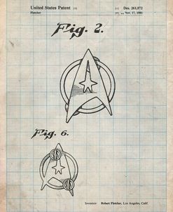 PP544-Antique Grid Parchment Star Trek Star Fleet Insignia Patent Poster