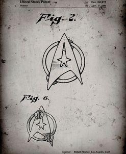 PP544-Faded Grey Star Trek Star Fleet Insignia Patent Poster