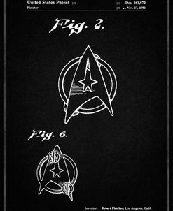 PP544-Vintage Black Star Trek Star Fleet Insignia Patent Poster