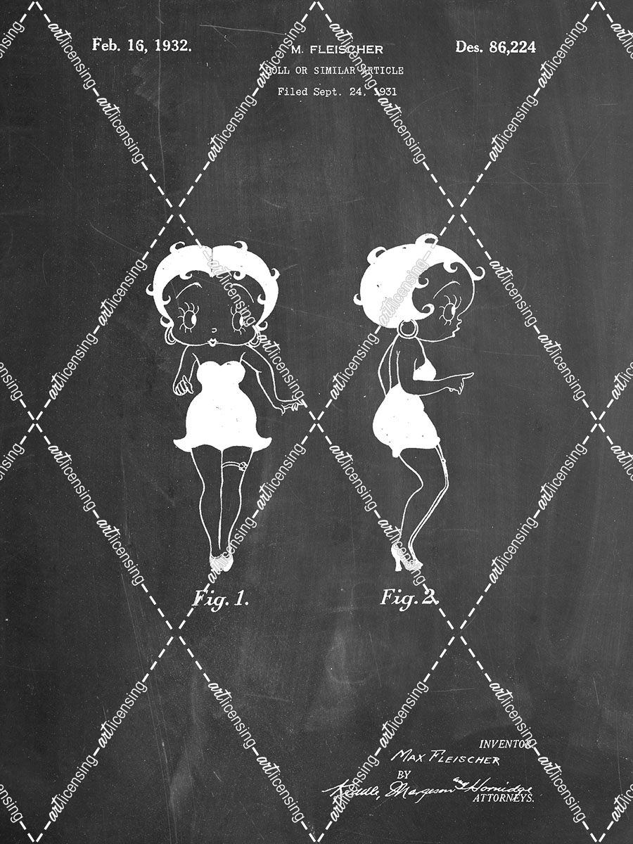 PP547-Chalkboard Betty Boop Patent Poster
