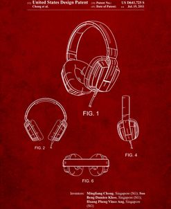 PP550-Burgundy Headphones Patent Poster