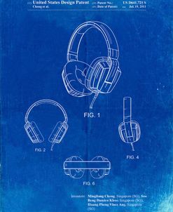 PP550-Faded Blueprint Headphones Patent Poster
