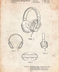 PP550-Vintage Parchment Headphones Patent Poster