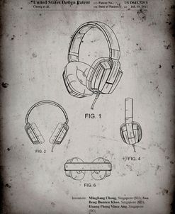 PP550-Faded Grey Headphones Patent Poster