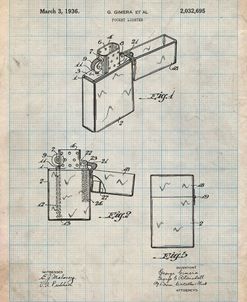 PP553-Antique Grid Parchment Zippo Lighter Patent Poster
