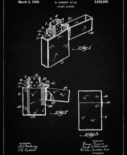 PP553-Vintage Black Zippo Lighter Patent Poster
