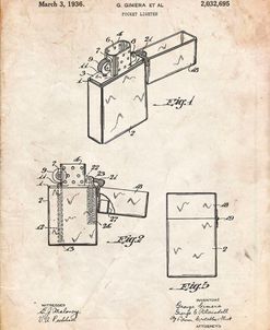 PP553-Vintage Parchment Zippo Lighter Patent Poster