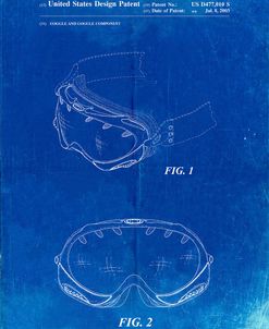 PP554-Faded Blueprint Ski Goggles Patent Poster