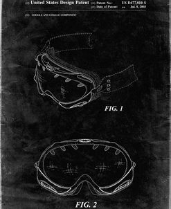 PP554-Black Grunge Ski Goggles Patent Poster