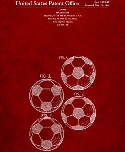 PP587-Burgundy Soccer Ball 4 Image Patent Poster