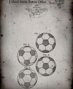 PP587-Faded Grey Soccer Ball 4 Image Patent Poster