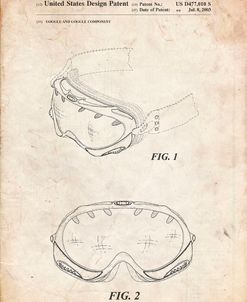 PP554-Vintage Parchment Ski Goggles Patent Poster