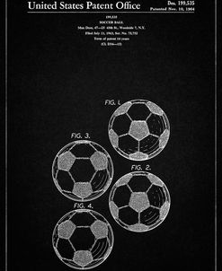 PP587-Vintage Black Soccer Ball 4 Image Patent Poster