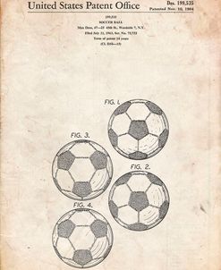 PP587-Vintage Parchment Soccer Ball 4 Image Patent Poster