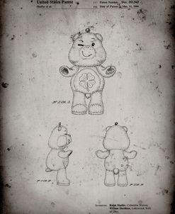 PP589-Faded Grey Good luck Care Bear Patent Poster