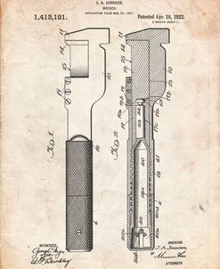 PP594-Vintage Parchment Adjustable Wrench 1922 Patent Poster