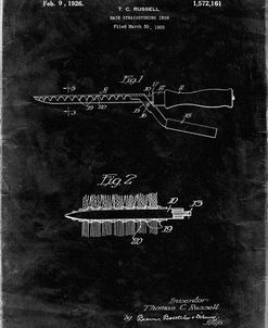 PP595-Black Grunge Curling Iron 1925 Patent Poster