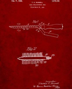 PP595-Burgundy Curling Iron 1925 Patent Poster
