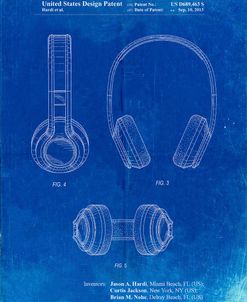 PP596-Faded Blueprint Bluetooth Headphones Patent Poster