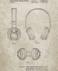 PP596-Sandstone Bluetooth Headphones Patent Poster
