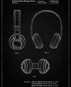 PP596-Vintage Black Bluetooth Headphones Patent Poster