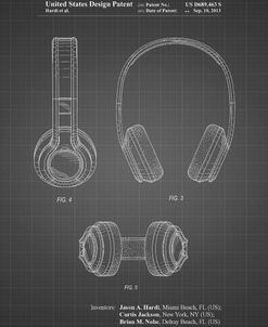 PP596-Black Grid Bluetooth Headphones Patent Poster