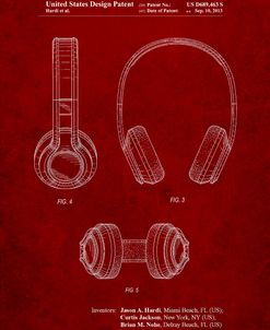 PP596-Burgundy Bluetooth Headphones Patent Poster