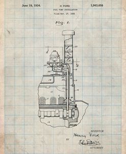 PP842-Antique Grid Parchment Ford Fuel Pump 1933 Patent Poster