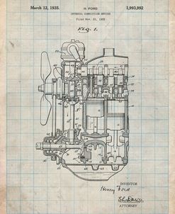 PP843-Antique Grid Parchment Ford Internal Combustion Engine Patent Poster