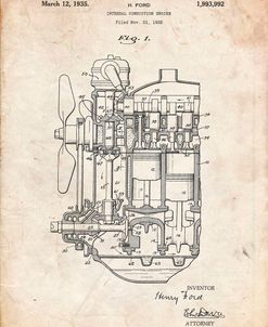 PP843-Vintage Parchment Ford Internal Combustion Engine Patent Poster