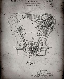 PP844-Faded Grey Ford Internal Combustion Engine Poster